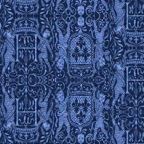 Heraldic Lace Blue Cherubs - Medium