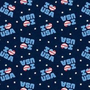 (small scale) I ❤ USA - Patriotic Stars and Stripes -  Red white and blue - navy - LAD23