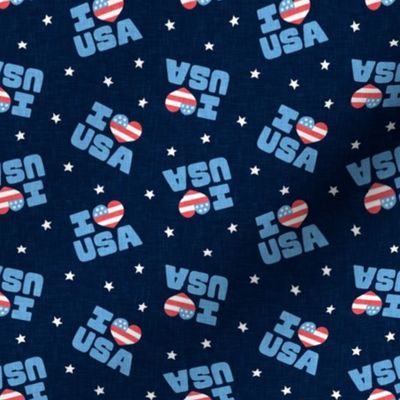 I ❤ USA - Patriotic Stars and Stripes -  Red white and blue - navy - LAD23