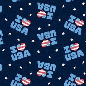 I ❤ USA - Patriotic Stars and Stripes -  Red white and blue - navy - LAD23