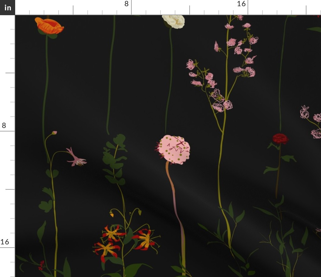 Floral Wallroll - dark - LRG