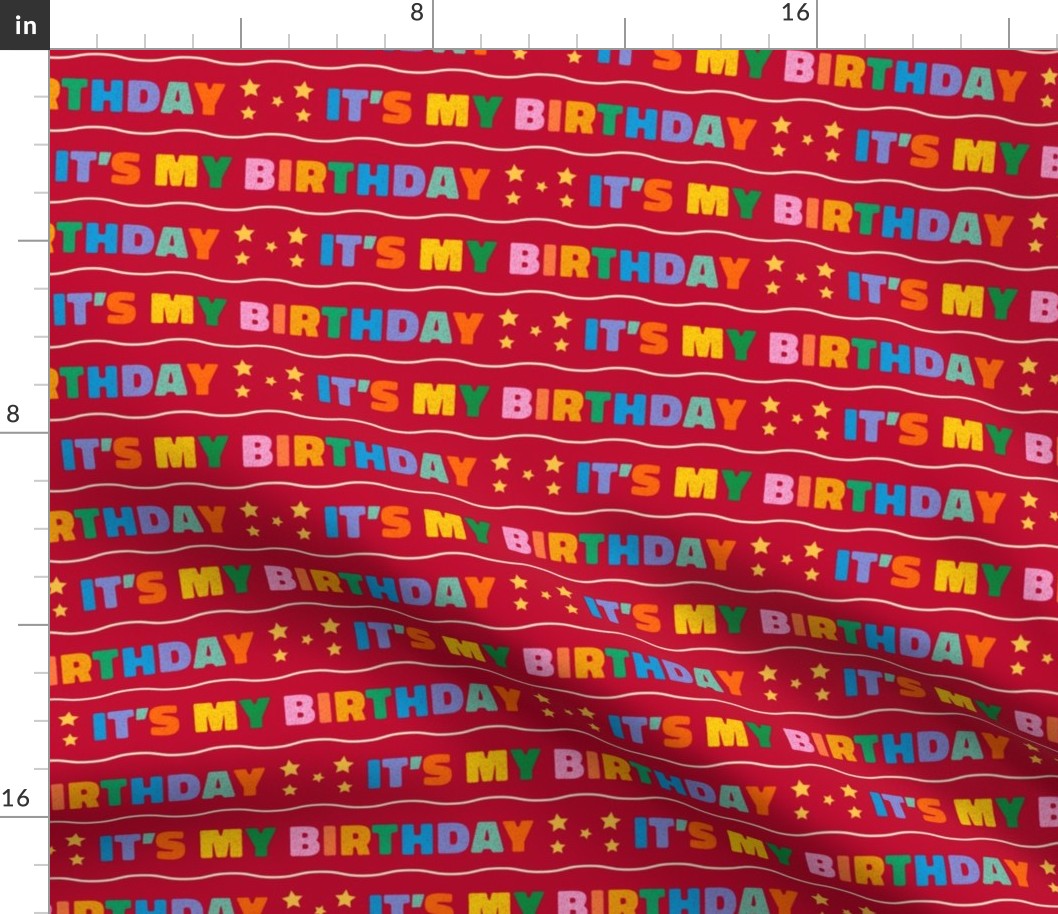 Its My Birthday STRIPES Rainbow Red Background Its My Birthday