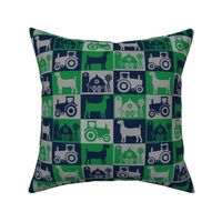 Boer Goat - Farm Theme with Tractor and Barn - Navy Blue, Gray and Green