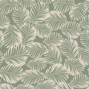 Tropical Leaves Olive Green