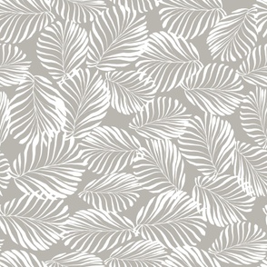 Tropical Leaves Gray