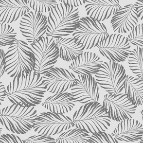 Tropical Leaves Textured Gray