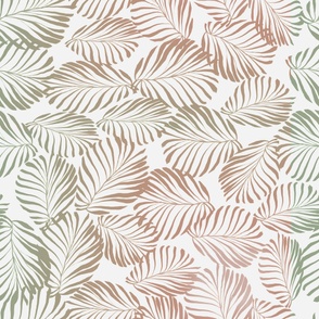 Tropical Leaves Coral Green Dual