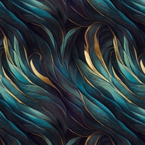Elegant Abstract Teal Blue Turquoise And Gold Fantasy Texture 