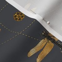 Golden Dragonfly Embellishment Pattern Smaller Scale
