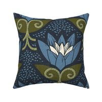 Flower Garden with Seeds - Blue on Navy - Jumbo