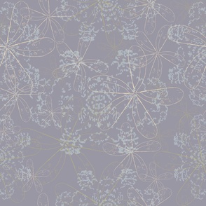 Doodles floral Lavendar textured and blue