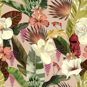 Pink Tropical Botanical Pattern - S