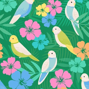 Tropical Parakeets and Palms | Green Med.