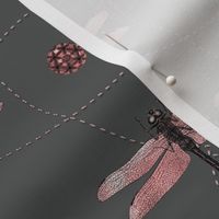 Rose Gold Dragonfly Embellishment Pattern Smaller Scale