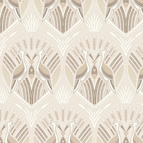 Art Deco Herons | lg. Beige