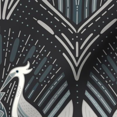 Art Deco Herons | lg. Black