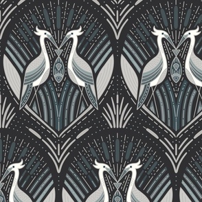 Art Deco Herons | lg. Black