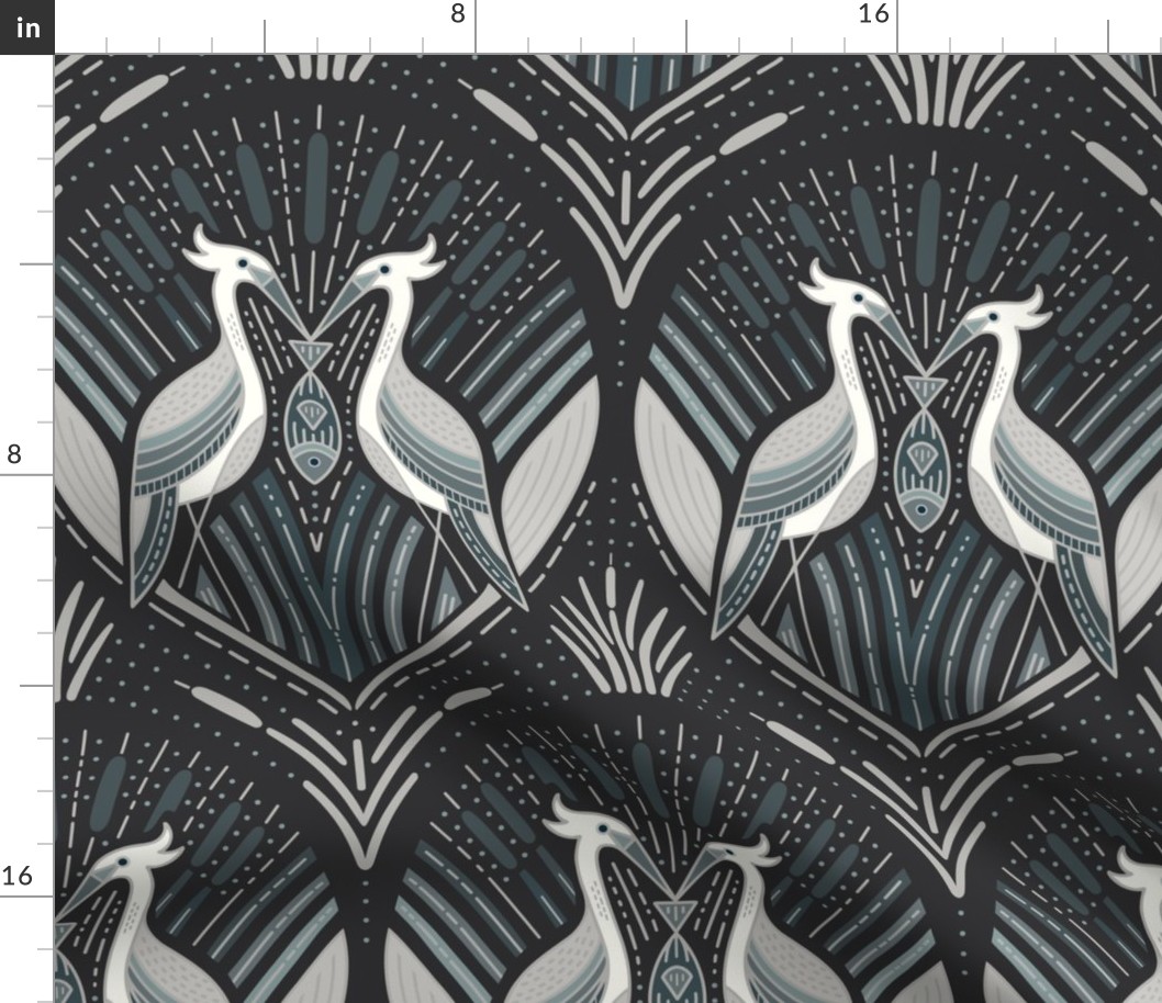 Art Deco Herons | lg. Black