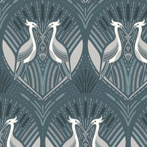  Art Deco Herons |  lg. Blue Gray