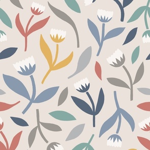 Flower Toss | Muted Multi-color on Beige