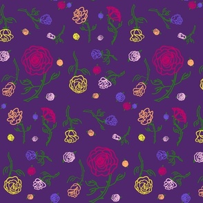 Neon Roses Fabric, Wallpaper and Home Decor