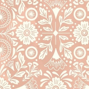 MED victorian botanical tile in peach pink