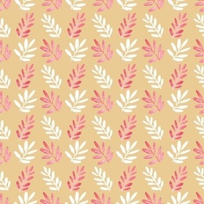 Little branches pink and white on gold - Medium