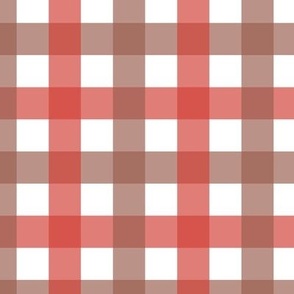 Jumbo scale gender neutral gingham tartan plaid in brick red terracotta and warm browns, for kids bedroom decor, nursery curtains and cot sheets, baby apparel, welcome baby crafts