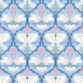 Dollhouse Wallpaper: Swan Dance Ogee, Tiny Scale