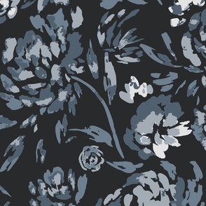 Bold Floral Confidence Blue and Black Blooms