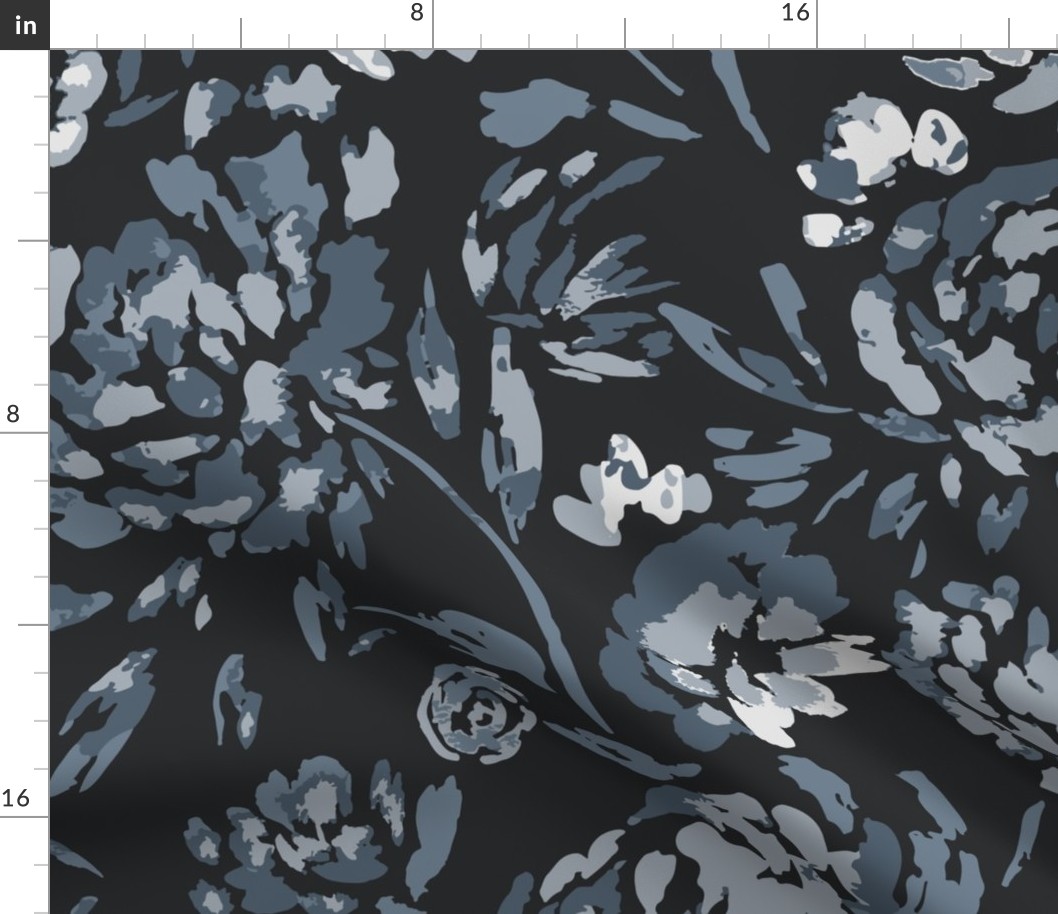 Bold Floral Confidence Blue and Black Blooms