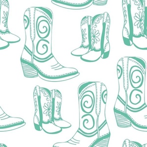 Home is Where my Cowboy Boots Are - aqua on white - extra large