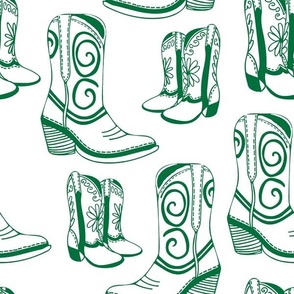 Home is Where my Cowboy Boots Are - deep green on white - extra large