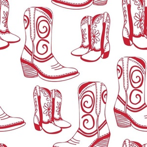 Home is Where my Cowboy Boots Are - red on white - extra large