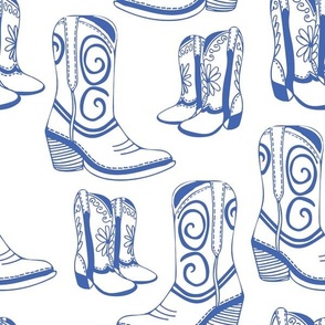 Home is Where my Cowboy Boots Are - royal blue on white - extra large