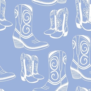 Home is Where my Cowboy Boots Are - white on sky blue - extra large
