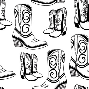 Home is Where my Cowboy Boots Are - black on white - extra large