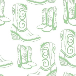 Home is Where my Cowboy Boots Are - green on white - extra large