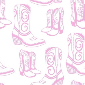 Home is Where my Cowboy Boots Are - pink on white - extra large