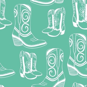 Home is Where my Cowboy Boots Are - white on aqua - extra large
