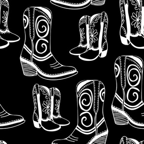 Home is Where my Cowboy Boots are - white on black - extra large