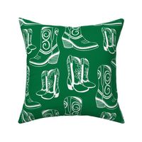 Home is Where my Cowboy Boots Are - white on deep green - extra large