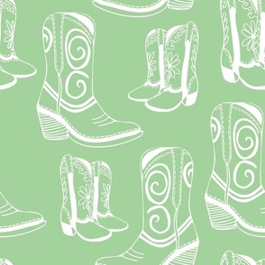 Home is Where my Cowboy Boots Are - white on green - extra large