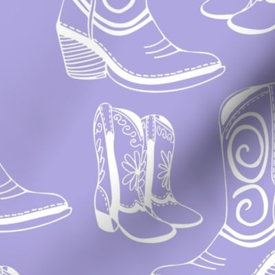 Home is Where my Cowboy Boots Are - white on lilac - extra large