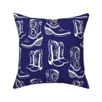 Home is Where my Cowboy Boots Are - white on navy blue - extra large