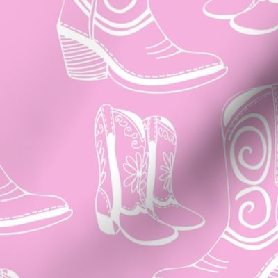 Home is Where my Cowboy Boots Are - white on pink - extra large