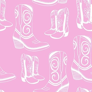 Home is Where my Cowboy Boots Are - white on pink - extra large