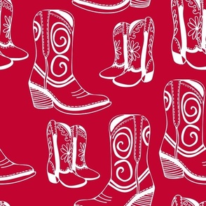 Home is Where my Cowboy Boots Are - white on red - extra large