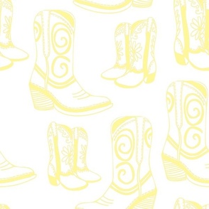 Home is Where my Cowboy Boots Are - yellow on white - extra large