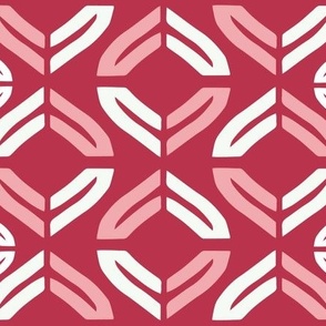 Basic Lattice Trellis Geometric Modern - blush red, pink and white